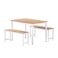 Artiss Dining Table and Chairs Set 3PCS Metal Desk Bench Sets Kitchen Furniture