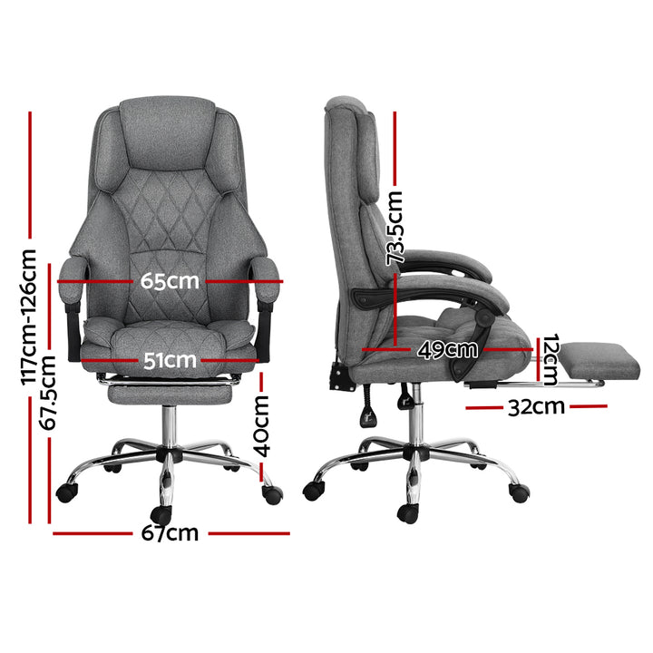 Artiss Executive Office Chair Footrest Grey