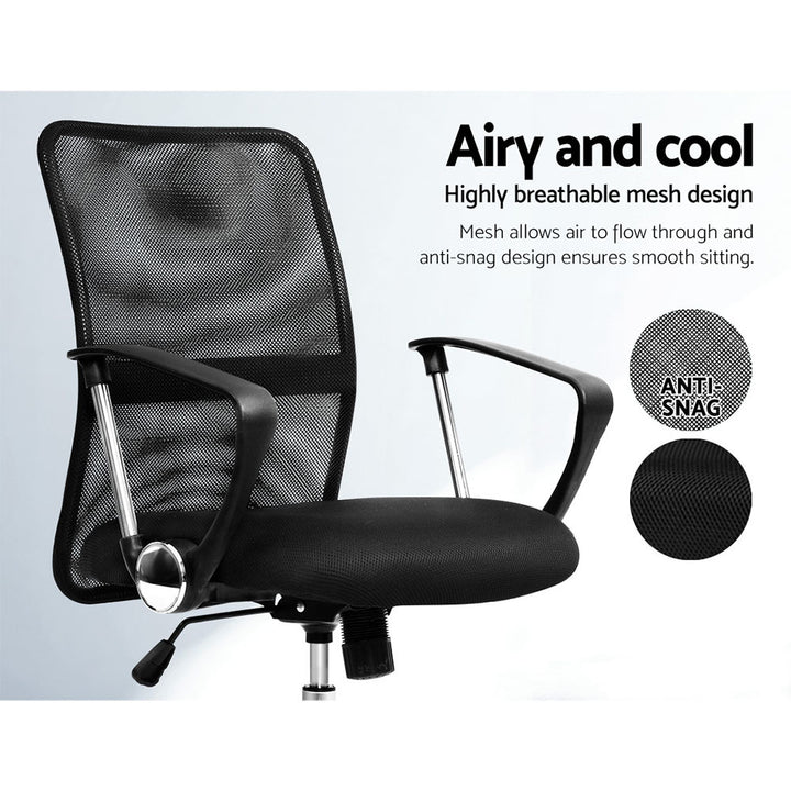 Artiss Mesh Office Chair Mid Back Black