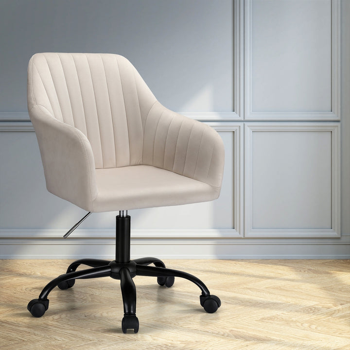 Artiss Office Chair Velvet Seat Cream