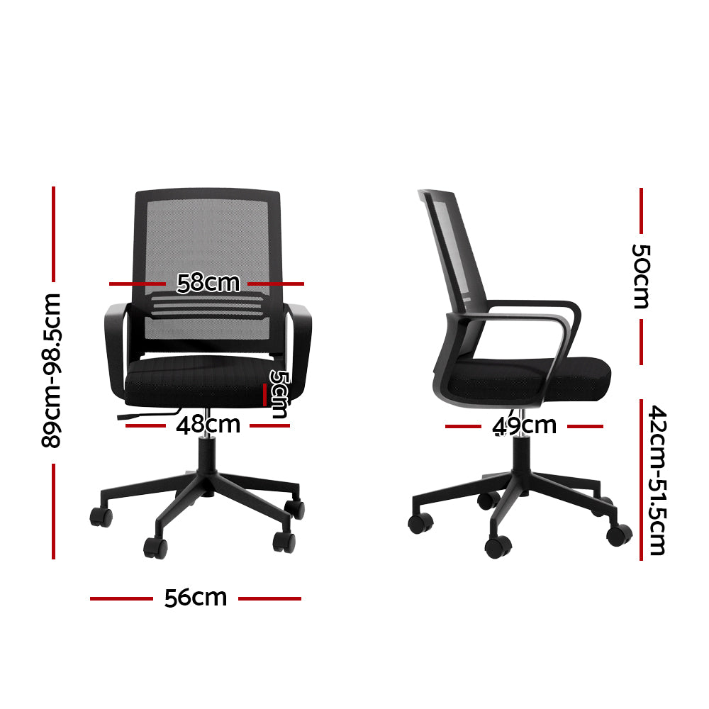 Artiss Mesh Office Chair Computer Gaming Desk Chairs Work Study Mid Back Black