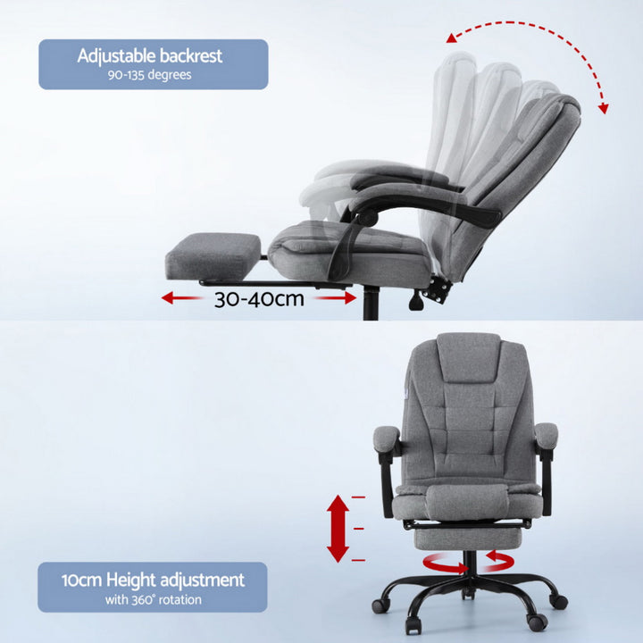 Artiss Office Chair Executive Fabric Seat Racing Computer Desk Chairs Footrest