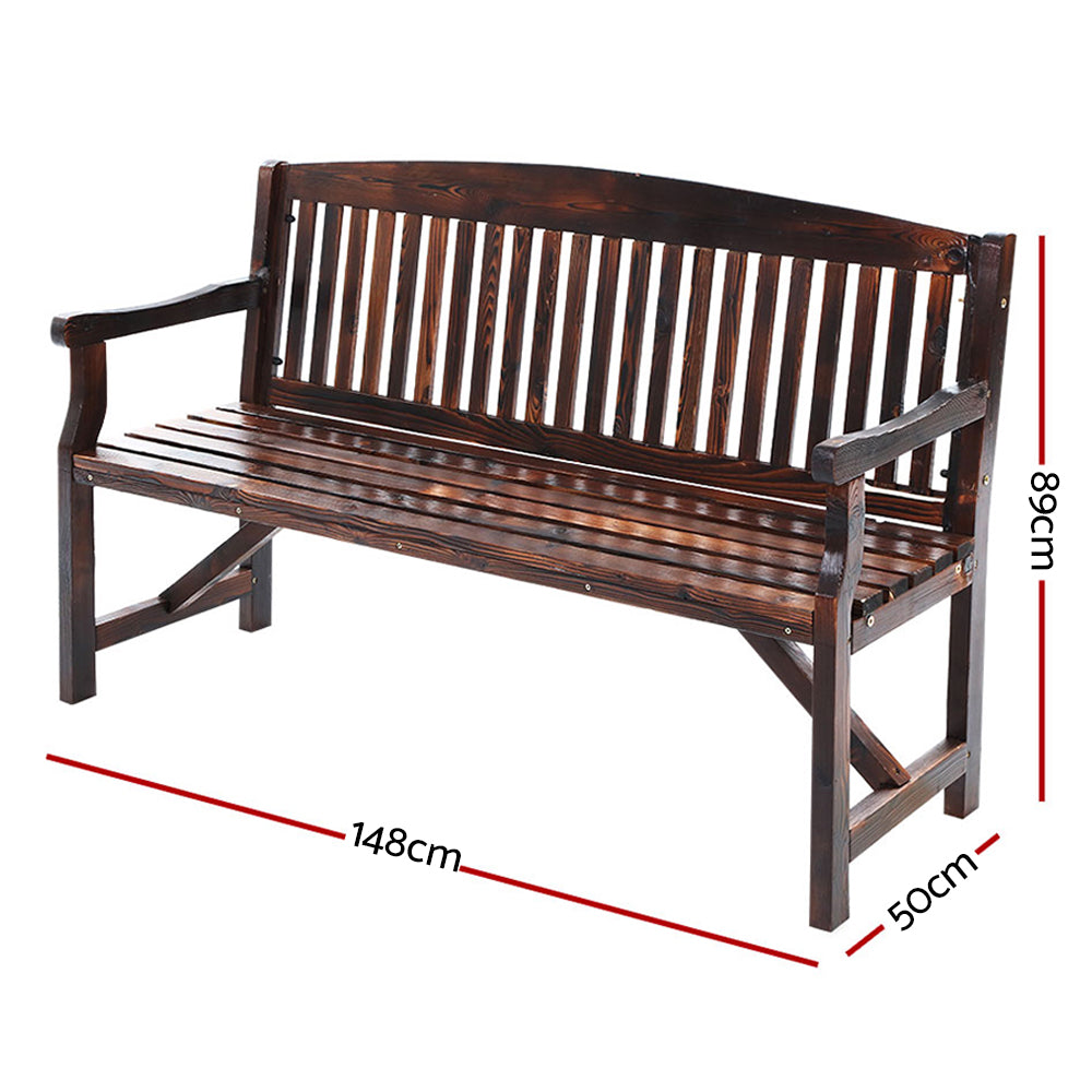 Gardeon 5FT Outdoor Garden Bench Wooden 3 Seat Chair Patio Furniture Charcoal