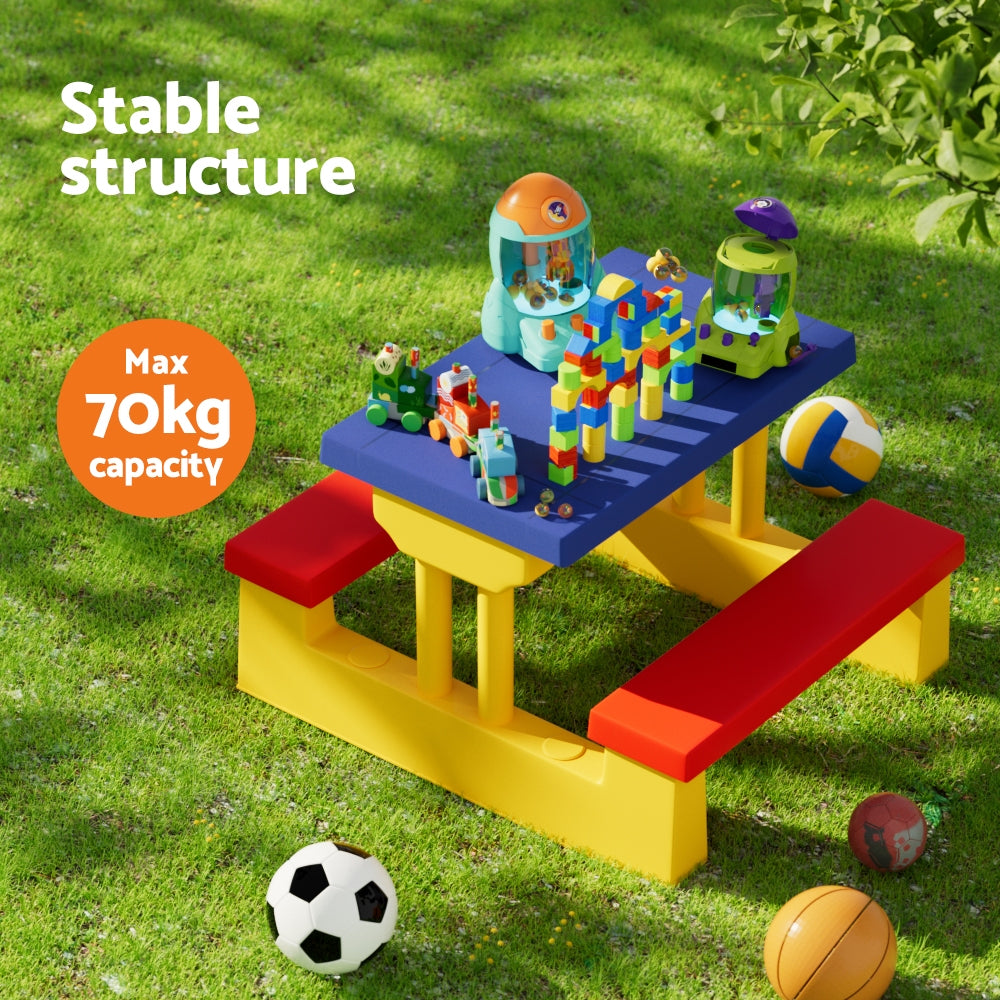 Keezi Kids Outdoor Table and Chairs Set Picnic Bench Umbrella Children Indoor