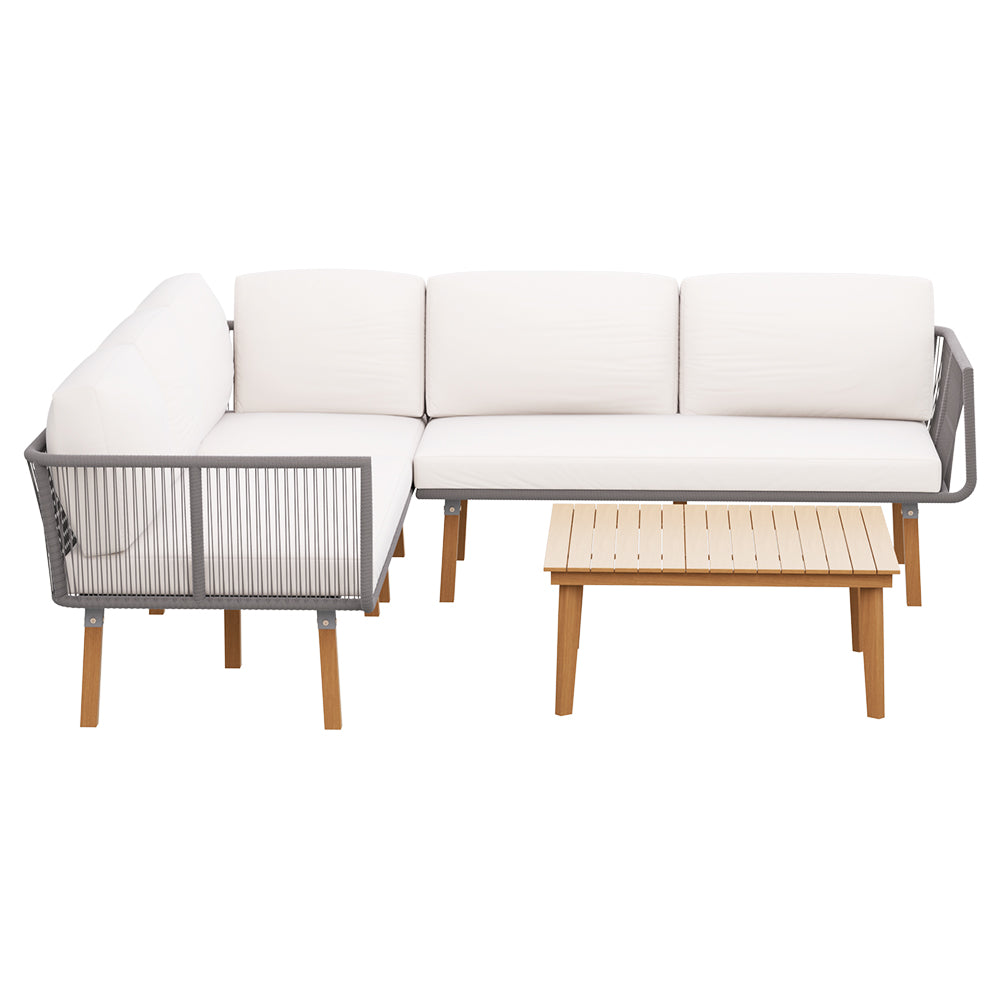 Gardeon 5-Seater Outdoor Sofa Set Wooden Lounge Setting Aluminum