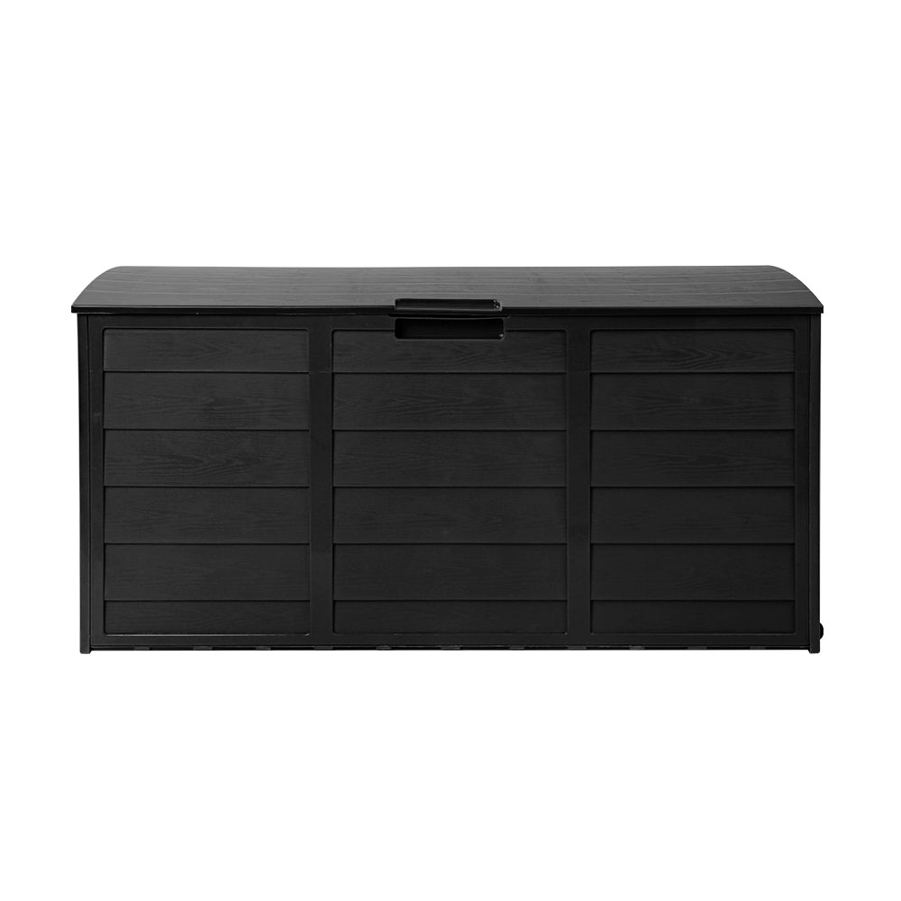 Gardeon Outdoor Storage Box 290L Lockable Organiser Garden Deck Shed All Black