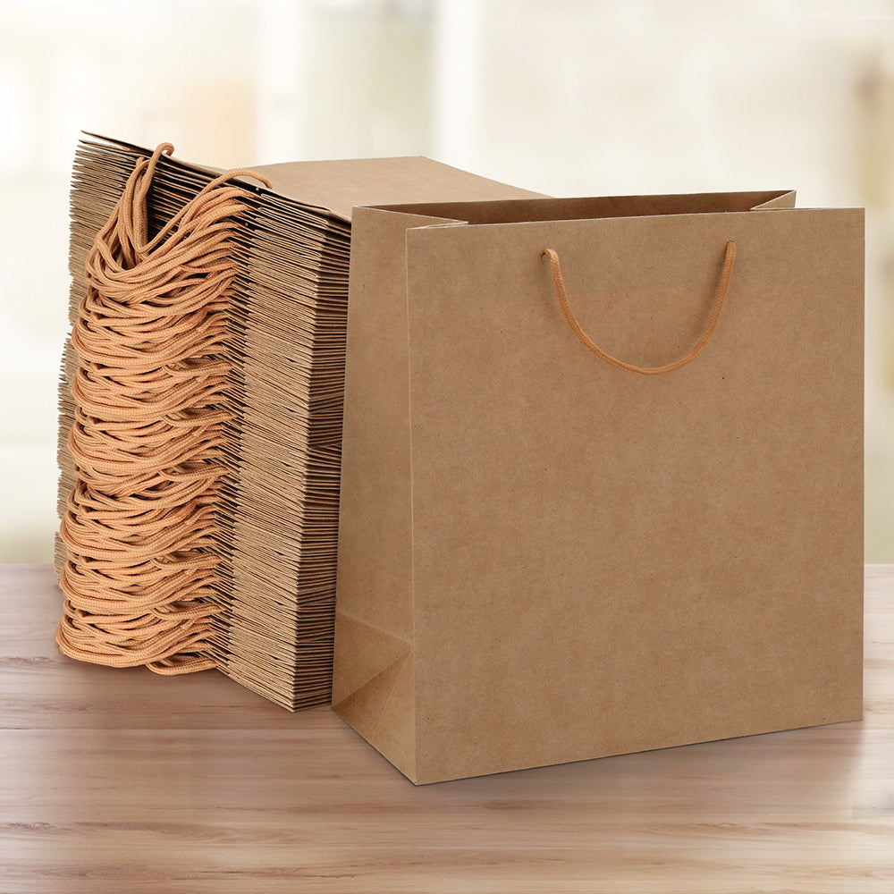 100pcs Bulk Kraft Paper Bags Pack Brown Shopping Retail Gift Bags Reusable Brown