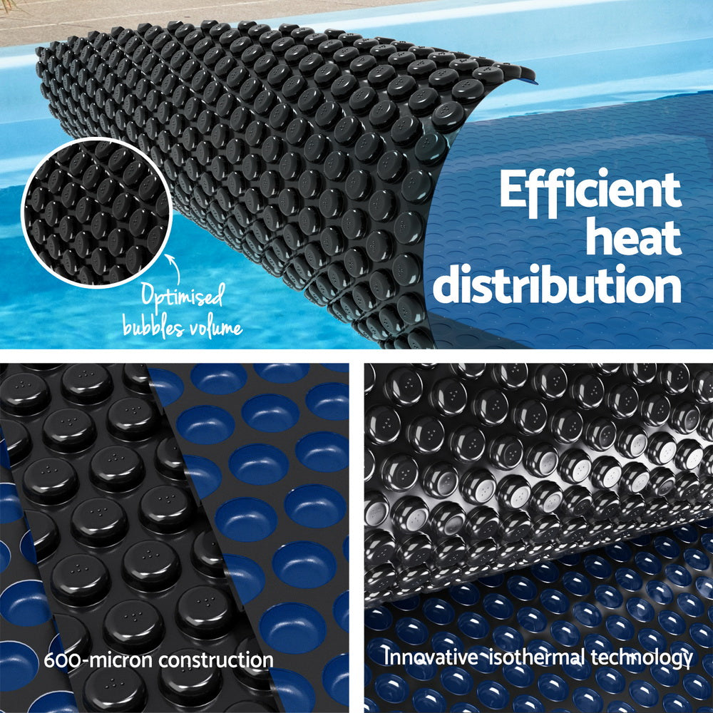 Aquabuddy Pool Cover 600 Micron 9.5x5m w/ Roller 5.55m Swimming Pools Black Solar Blanket