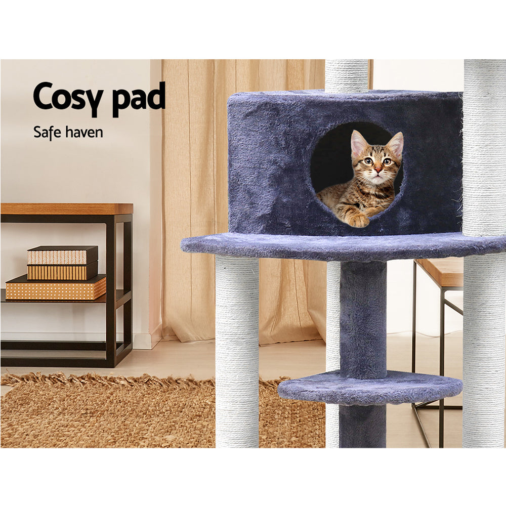 i.Pet Cat Tree 126cm Tower Scratching Post Scratcher Condo Trees House Grey