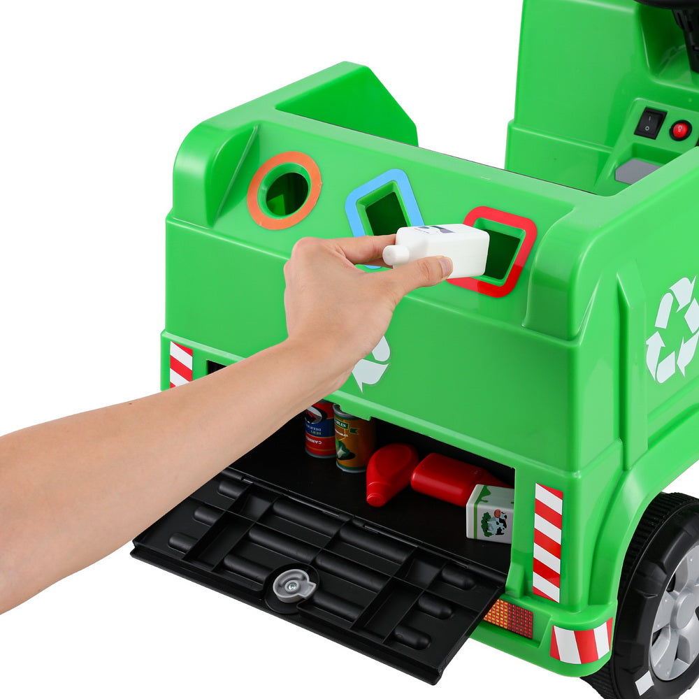 Rigo Kids Ride On Car Garbage Truck Police Light 12V Electric Toys Cars Green