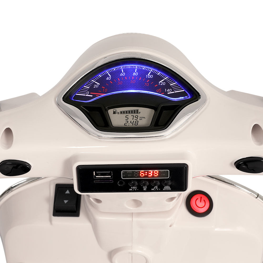 Kids Electric Ride On Car Motorcycle Motorbike Vespa Licensed GTS White