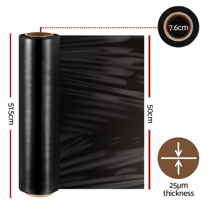 500mm x 400m Stretch Film Pallet Shrink Wrap 6 Rolls Package Use Plastic Black