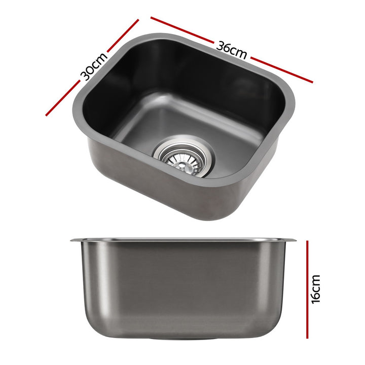 Cefito Kitchen Sink 30X36CM Stainless Steel Nano Basin Single Bowl Black