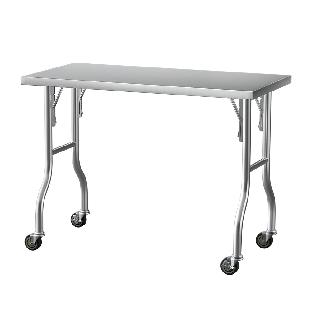 Cefito Stainless Steel Kitchen Benches Work Bench Wheels 122X61CM 430