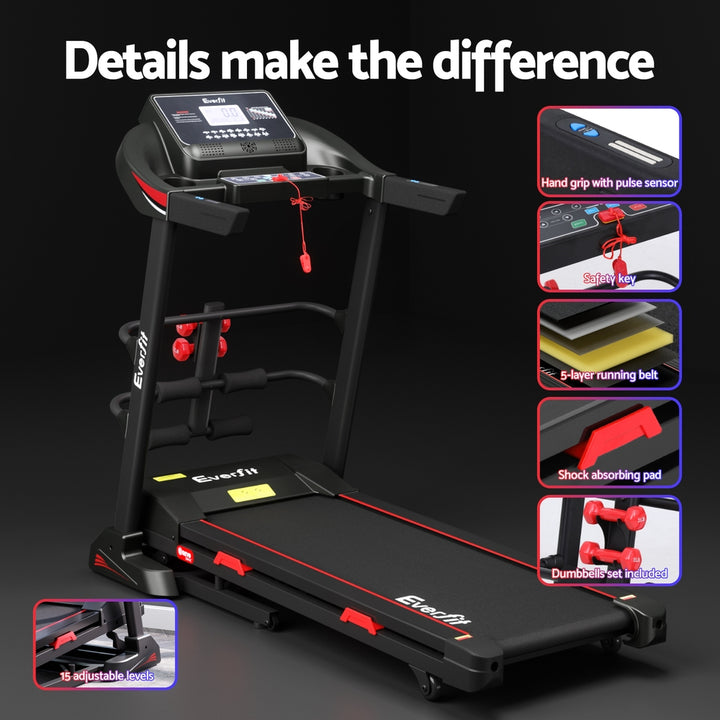 Everfit Treadmill Electric Home Gym Fitness Exercise Machine w/ Sit Up Bar 450mm