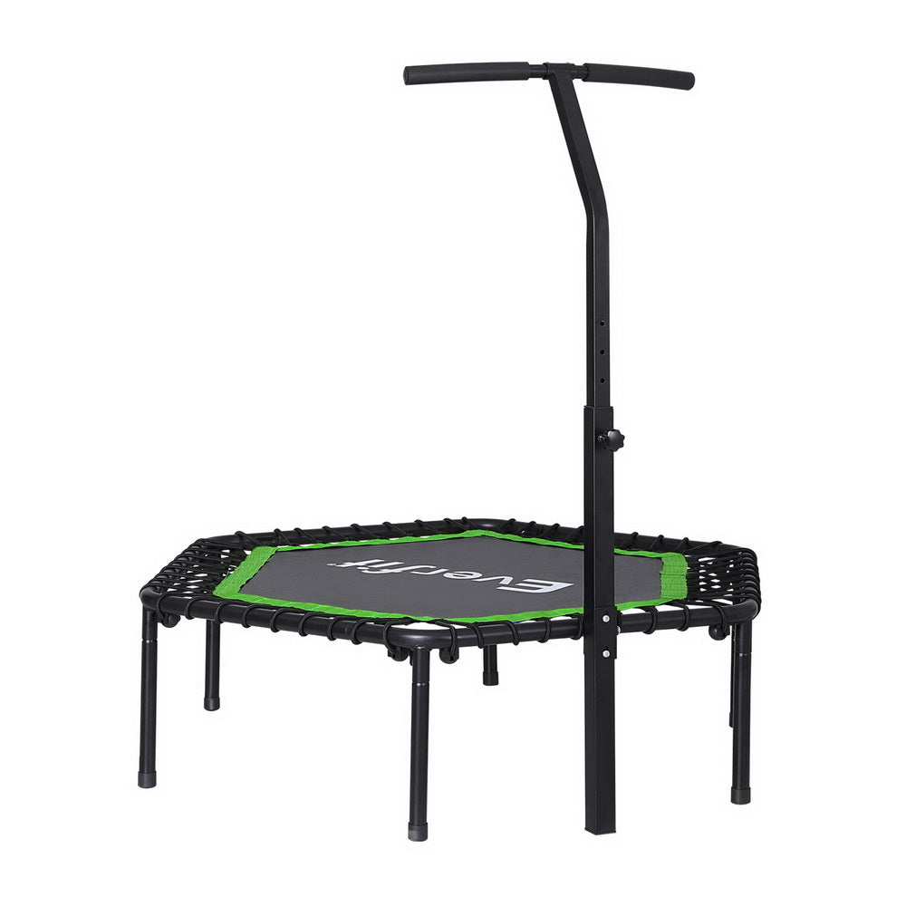 Everfit 48inch Hexagon Fitness Trampoline Rebounder Adjustable Handrail Green