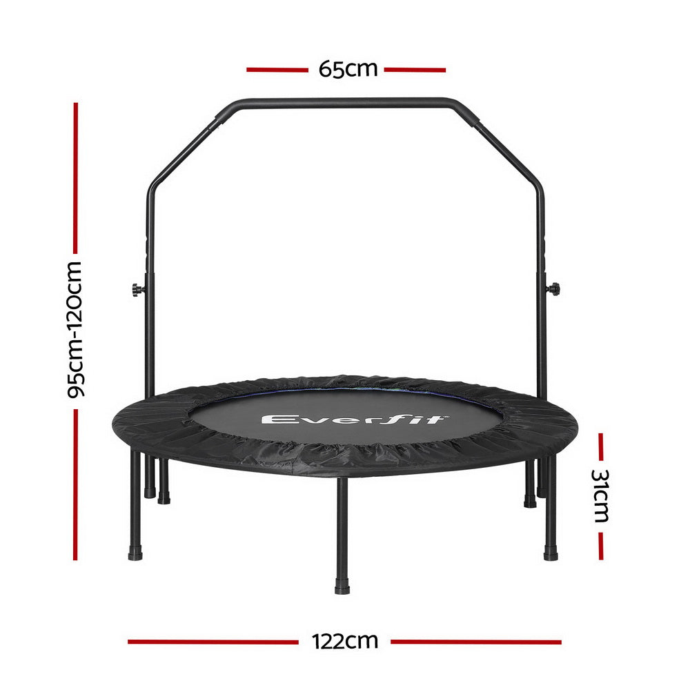 Everfit 48inch Round Fitness Trampoline Rebounder Adjustable Handrail Blue