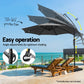 Instahut Outdoor Umbrella 3M Cantilever Beach LED Base Garden Sun Patio Charcoal