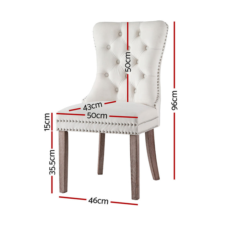 1 Set of 2 Artiss Dining Chairs Beige Velvet