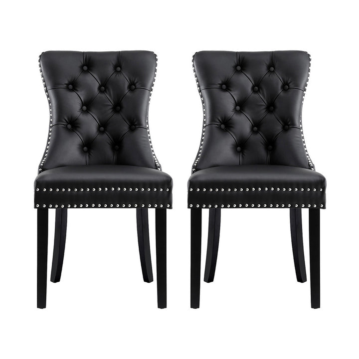 1 Set of 2 Artiss Dining Chairs Black Leather