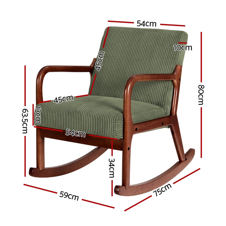 Artiss Rocking Armchair Nursing Chair Corduroy Green