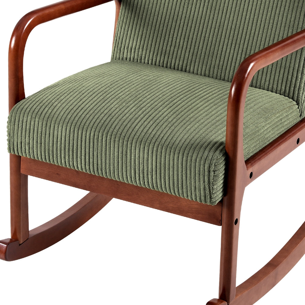 Artiss Rocking Armchair Nursing Chair Corduroy Green