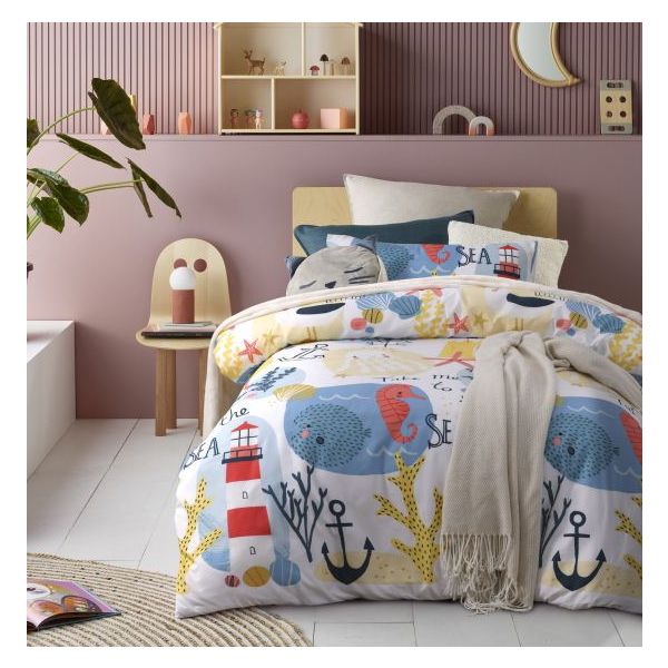 Seaside Glow In The Dark Quilt Cover Sets by Happy Kids Single