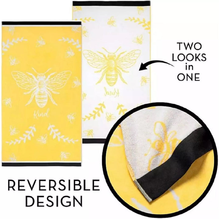 Renee Taylor 2 Pack Jacquard Velour Large Beach Towel 100 x 180 cms Bee