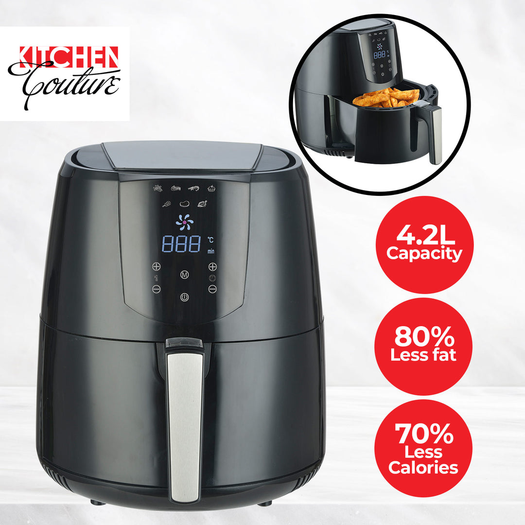 Kitchen Couture 4.2 Litre Air Fryer Digital Display Black 1400W Healthy Cooker