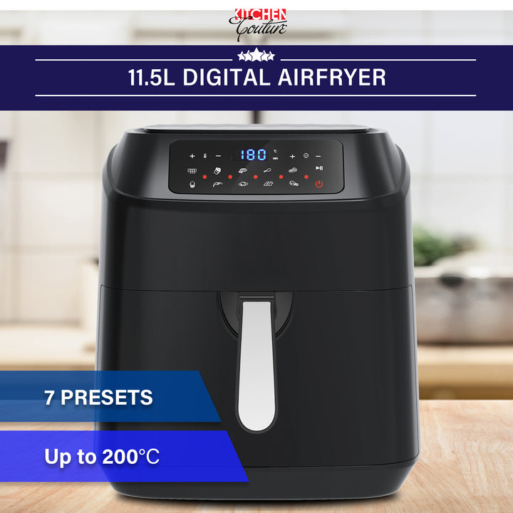 Kitchen Couture 11.5 Litre Air Fryer Multifunctional LCD Digital Display Black