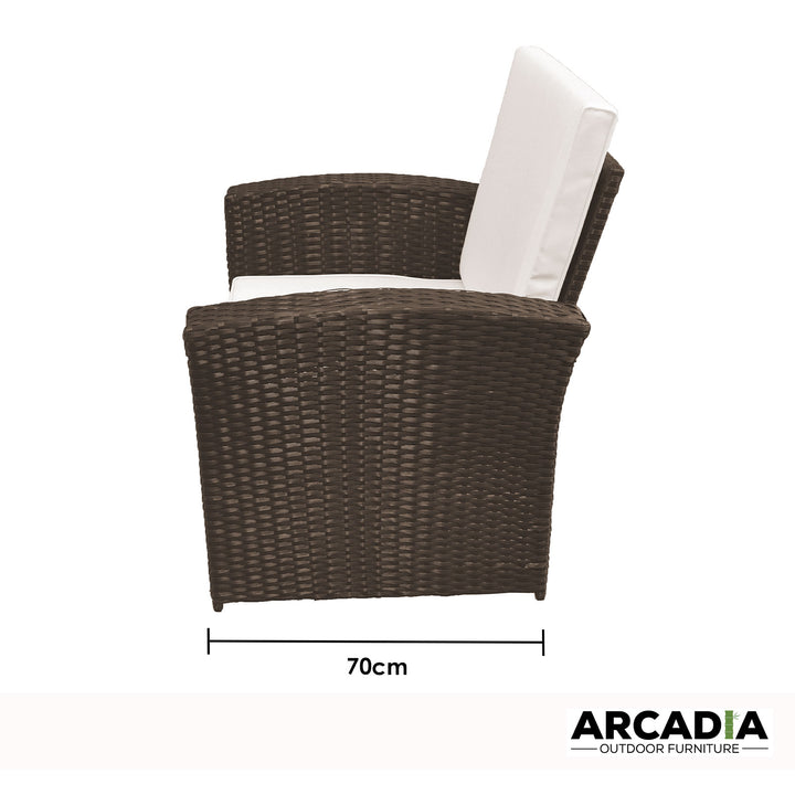 Arcadia Furniture Outdoor 4 Piece Sofa Lounge Set Wicker Rattan Garden - Oatmeal and Grey