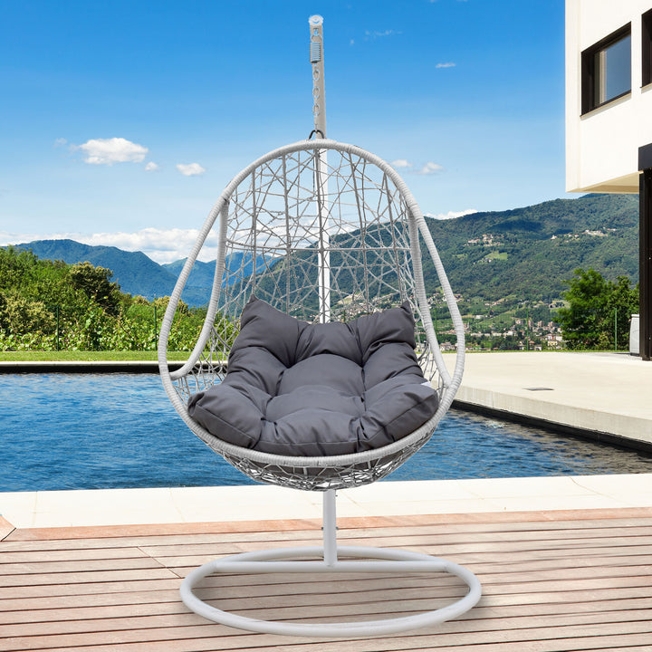 Arcadia Furniture Rocking Egg Chair Swing Lounge Hammock Pod Wicker Curved - White and Grey