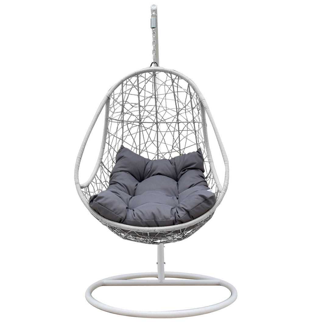 Arcadia Furniture Rocking Egg Chair Swing Lounge Hammock Pod Wicker Curved - White and Grey