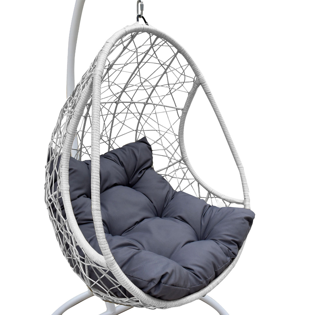 Arcadia Furniture Rocking Egg Chair Swing Lounge Hammock Pod Wicker Curved - White and Grey