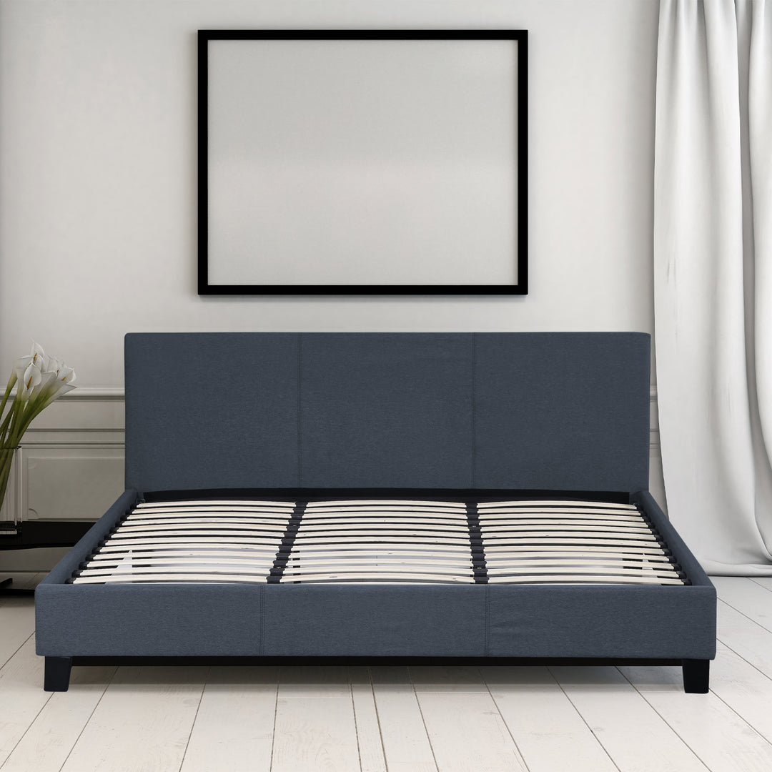 Milano Sienna Luxury Bed Frame Base And Headboard Solid Wood Padded Linen Fabric - Double - Charcoal