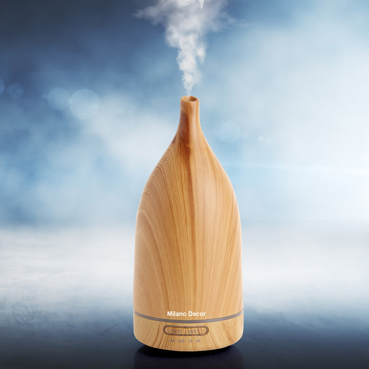 Milano Decor Aroma Diffuser 100ml Ultrasonic Humidifier Purifier And 3 Pack Oils - Light Wood