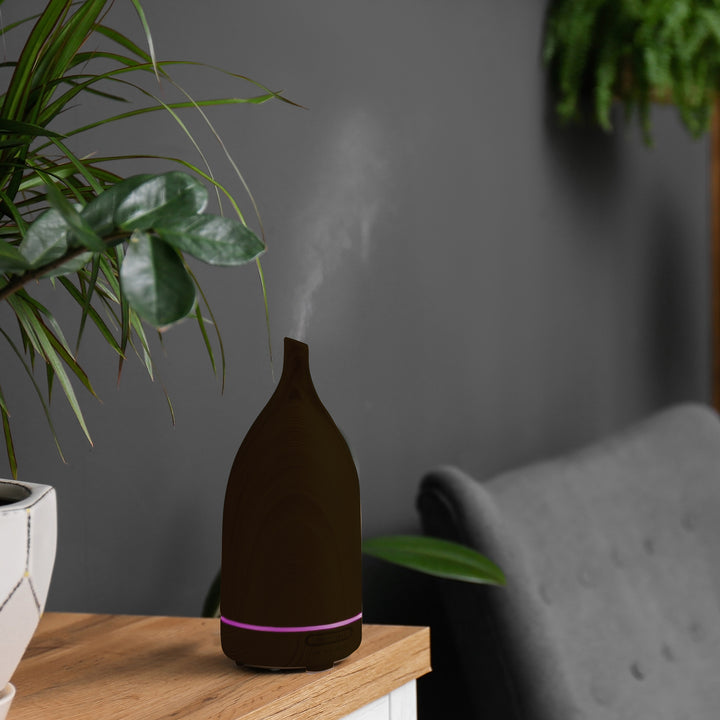 Milano Decor Aroma Diffuser 100ml Ultrasonic Humidifier Purifier And 3 Pack Oils - Dark Wood