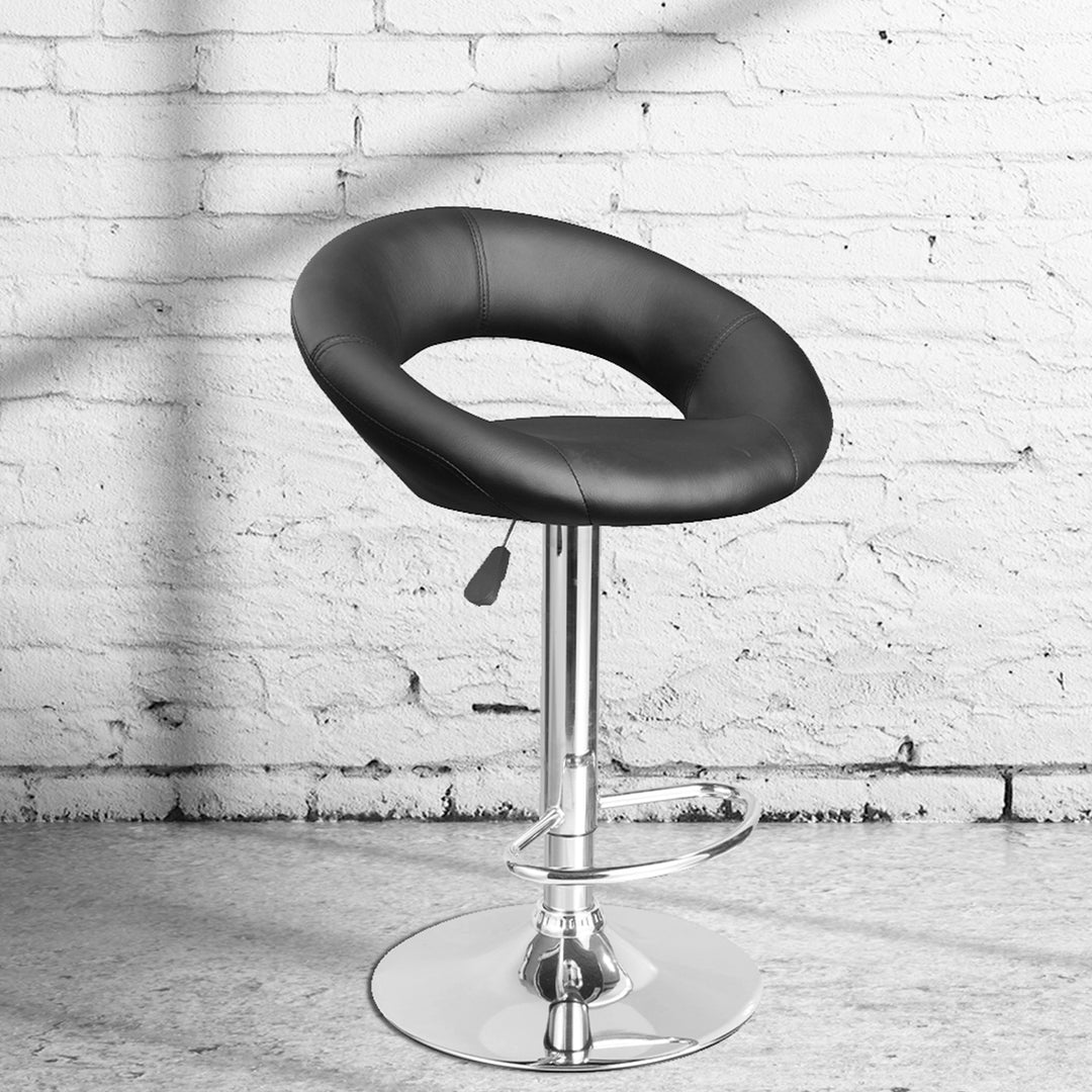 Milano Decor Delilah Height Adjustable Barstool Black Circular Arc Swivel Chrome