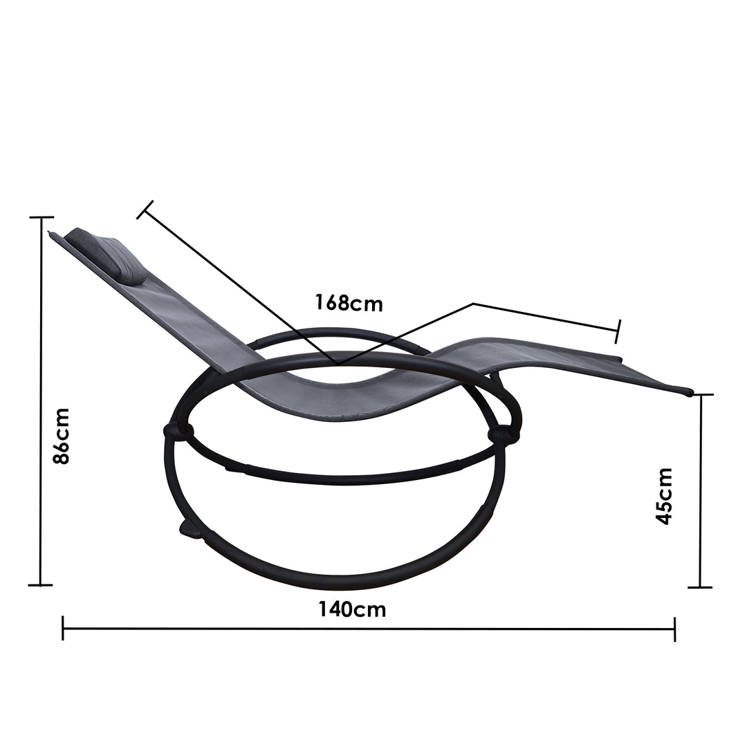 Arcadia Furniture Zero Gravity Portable Foldable Rocking Chair Recliner Lounge - Grey