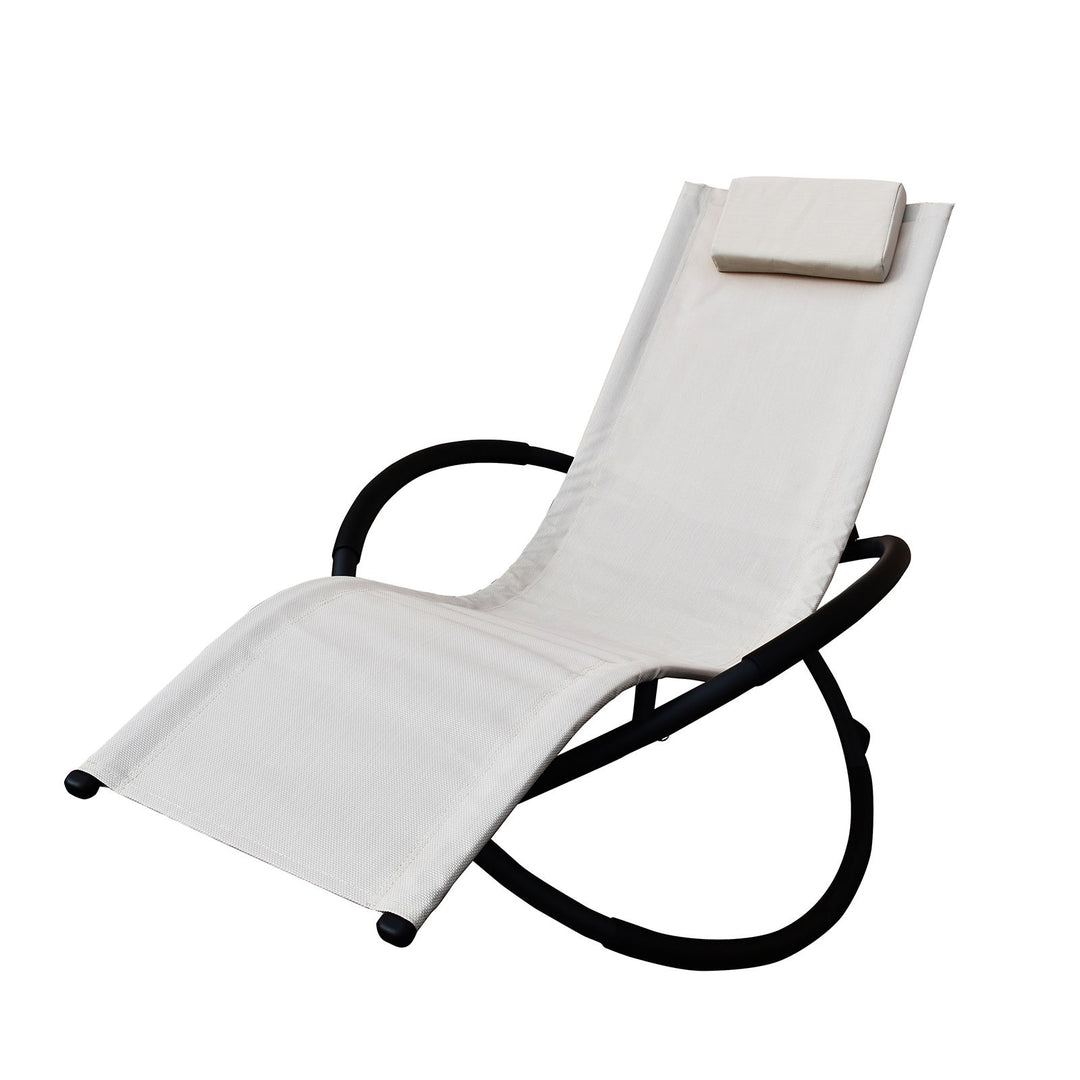 Arcadia Furniture Zero Gravity Portable Foldable Rocking Chair Recliner Lounge - Sand