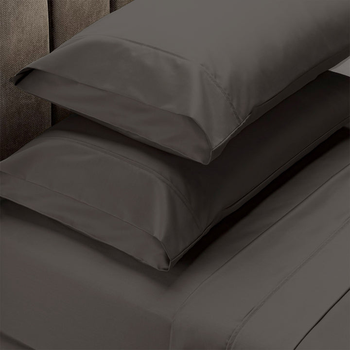 Royal Comfort 4 Piece 1500TC Sheet Set And Goose Feather Down Pillows 2 Pack Set - Double - Stone