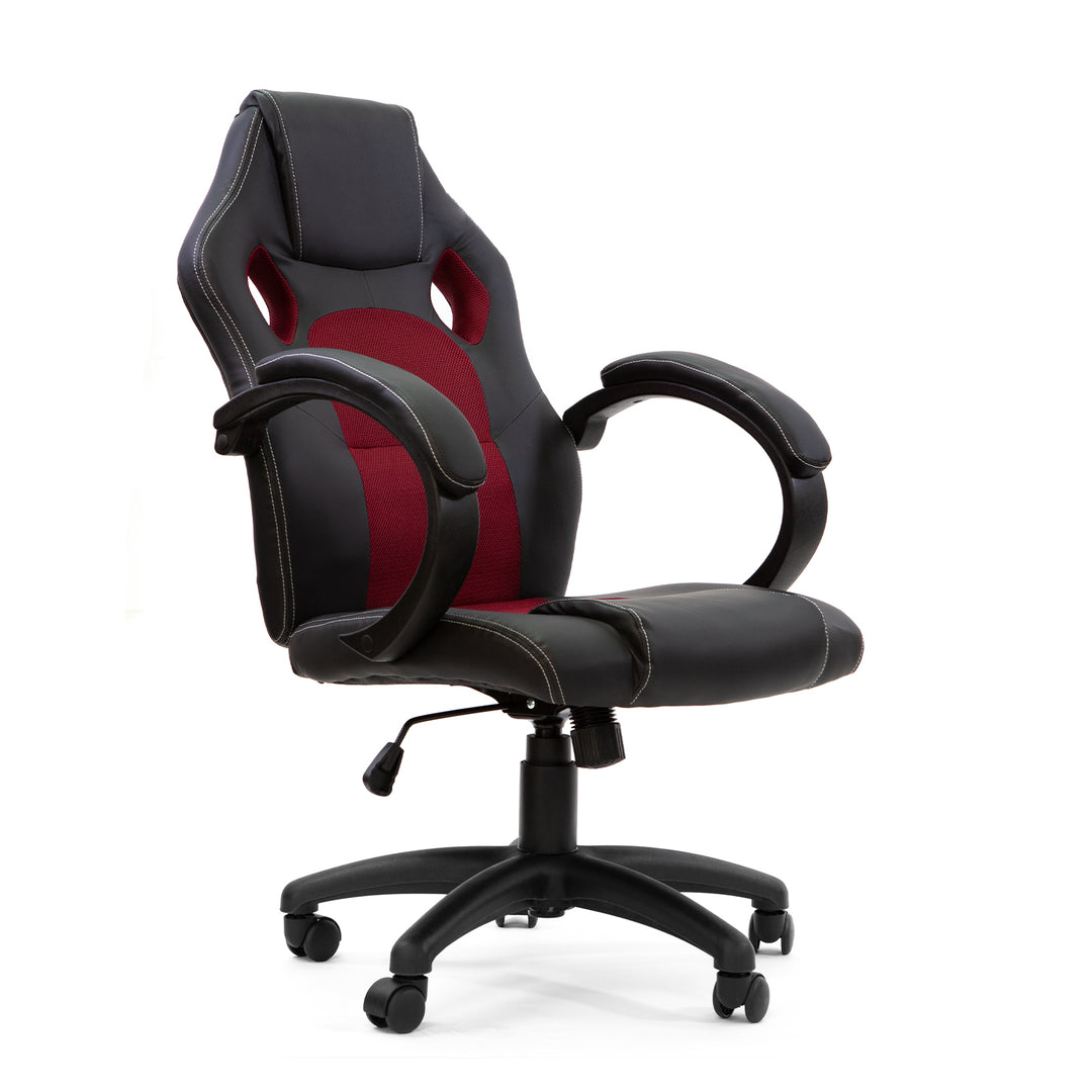 Milano Adjustable Ergonomic Racing Chair Computer Executive Chair Red Black