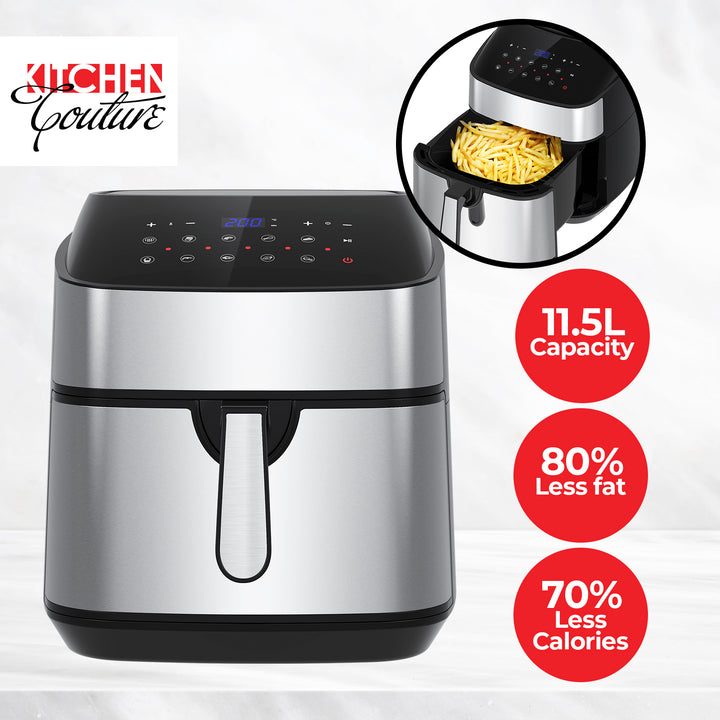 Kitchen Couture 11.5 Litre Air Fryer Multifunctional LCD Digital Display Silver