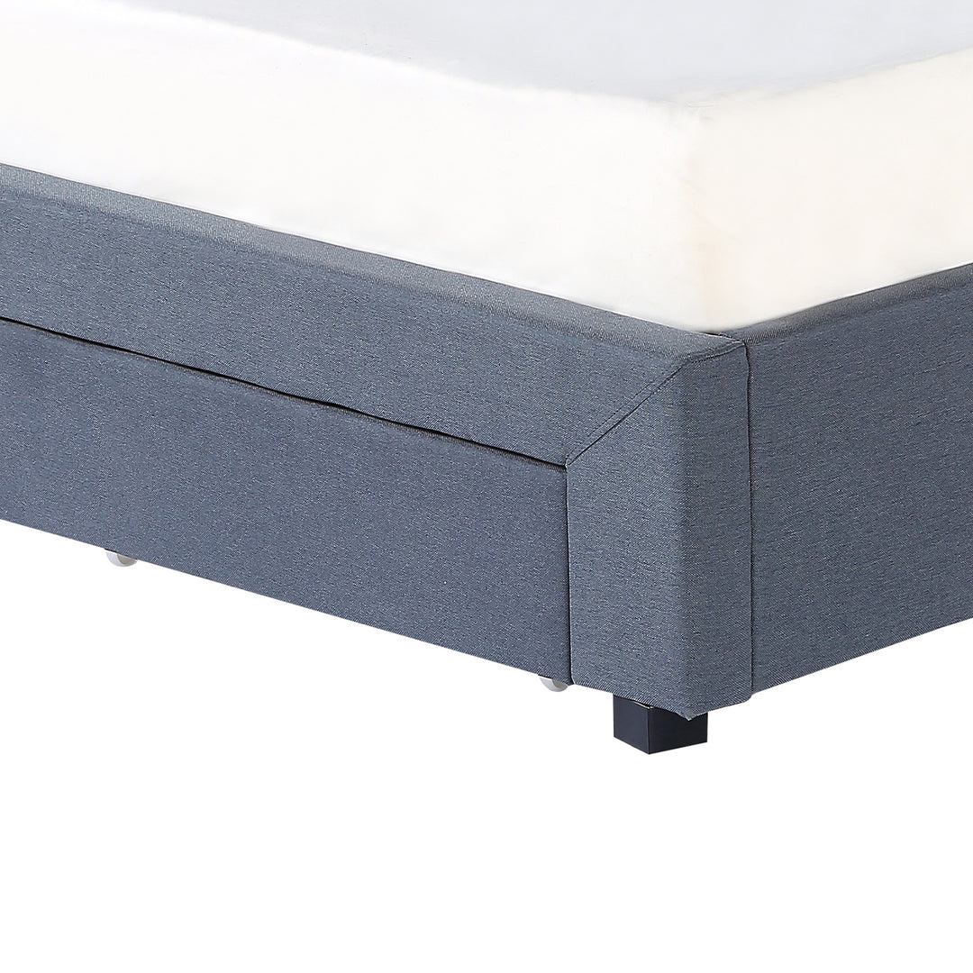 Milano Decor Palermo Bed Base with Drawers Upholstered Fabric Wood Charcoal - Double - Charcoal