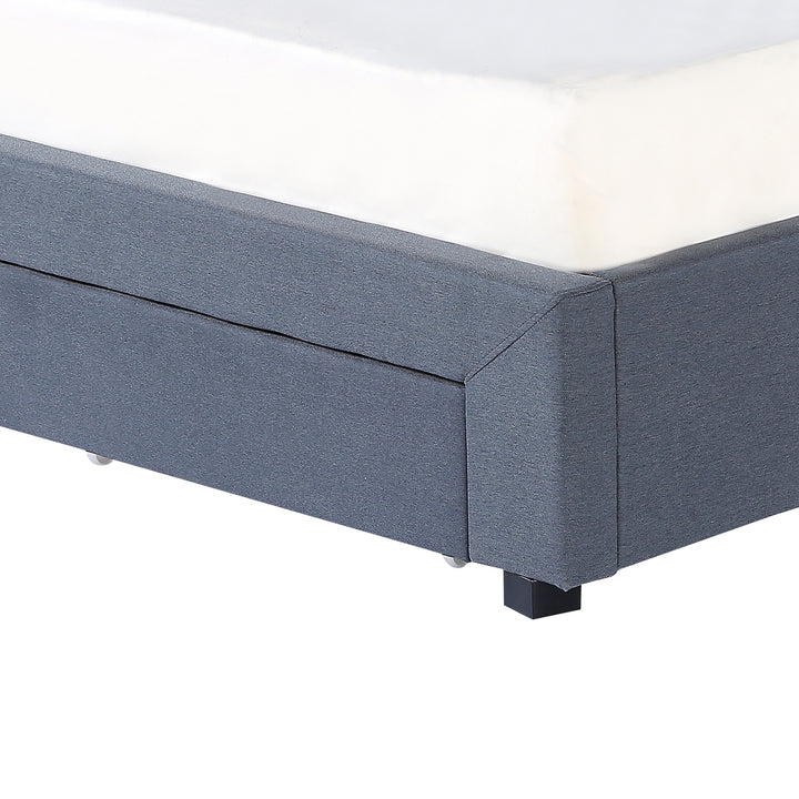 Milano Decor Palermo Bed Base with Drawers Upholstered Fabric Wood Charcoal - King - Charcoal