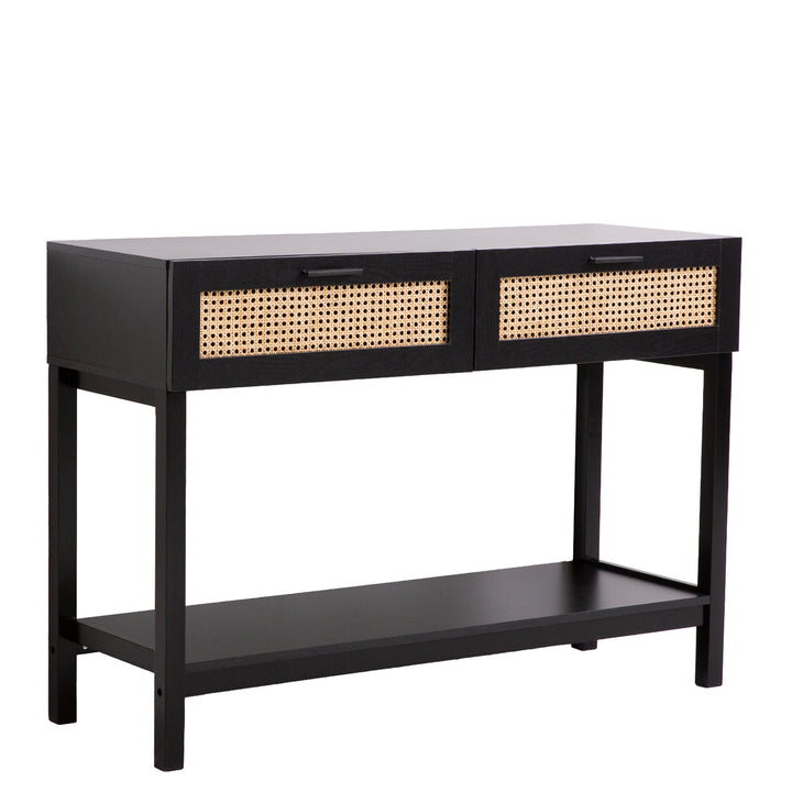 Casa Decor Tulum Rattan Console Table Entry Table Storage Hallway Wood Black