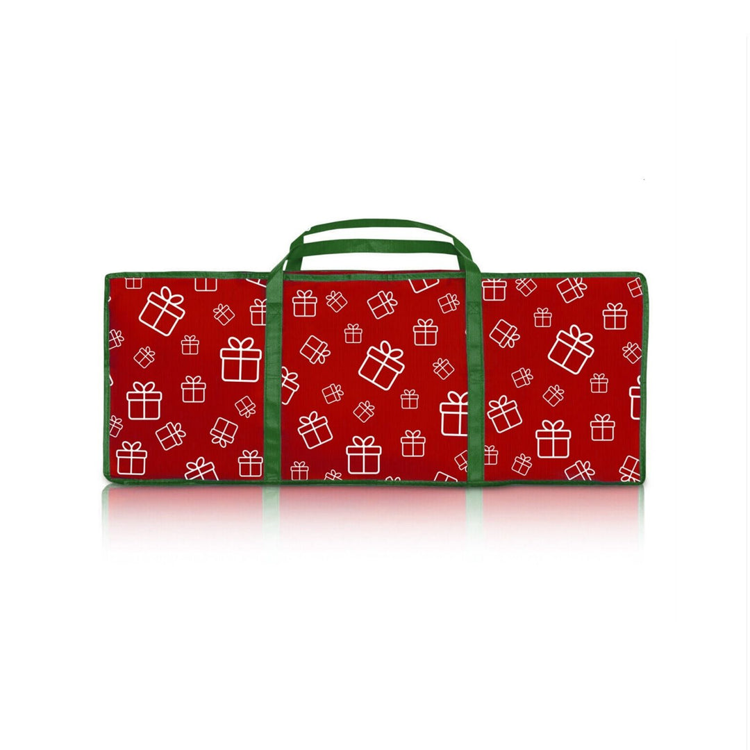 Santa's Helper Printed Christmas Paper Storage Bag With 5 Rolls and Scissors Set