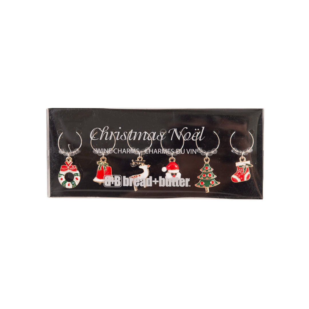 Bread and Butter Various Christmas Mix Wine Glass Charms - 6 Pack