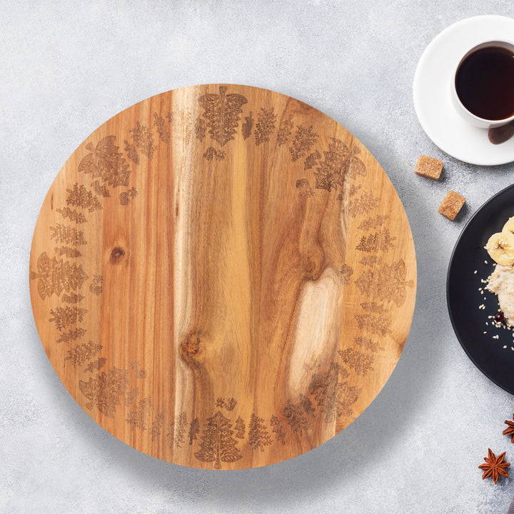 Bread and Butter 18 Inch Wooden Lazy Susan Tray - Trees