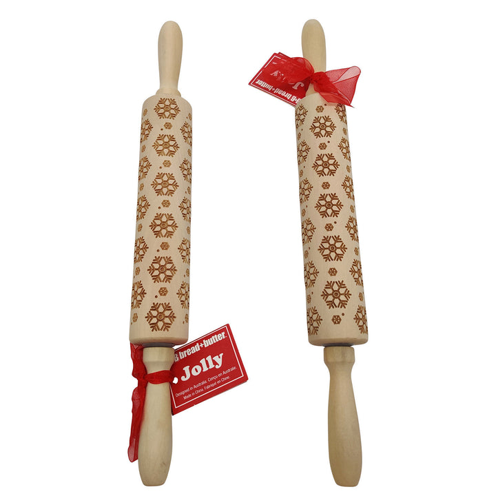 Bread and Butter Laser Etch Wooden Rolling Pin - Snowflake